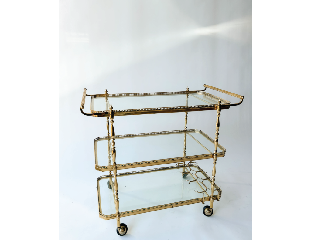 Gold & Glass Bar Cart - Event Rental