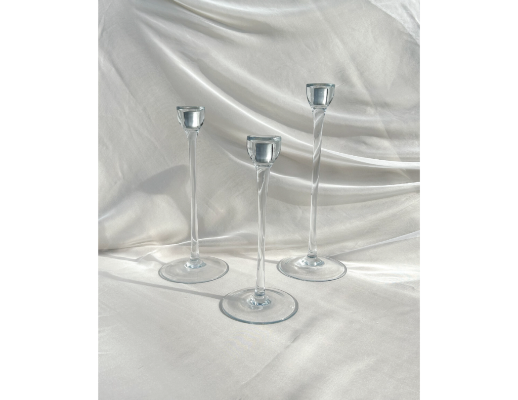 Clear Glass Taper Candle Holders - Event Rentals