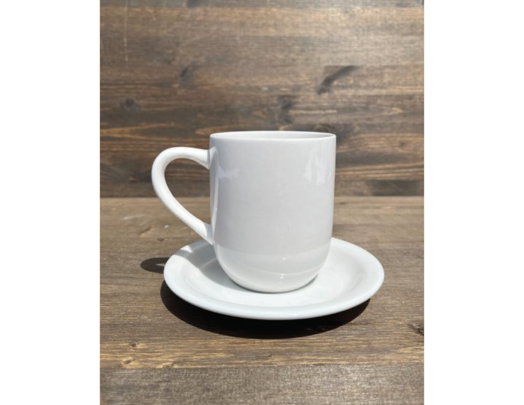White Mug & Saucer - Event Rental