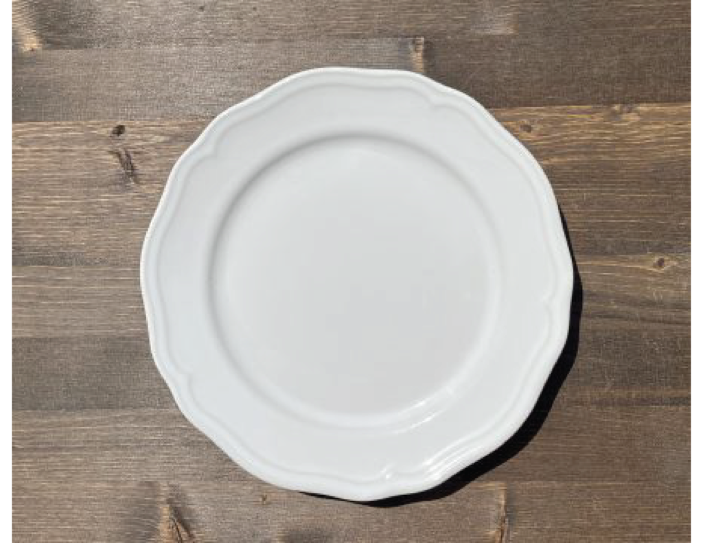 White Dinner Plate with Delicate Edges - Event Rental