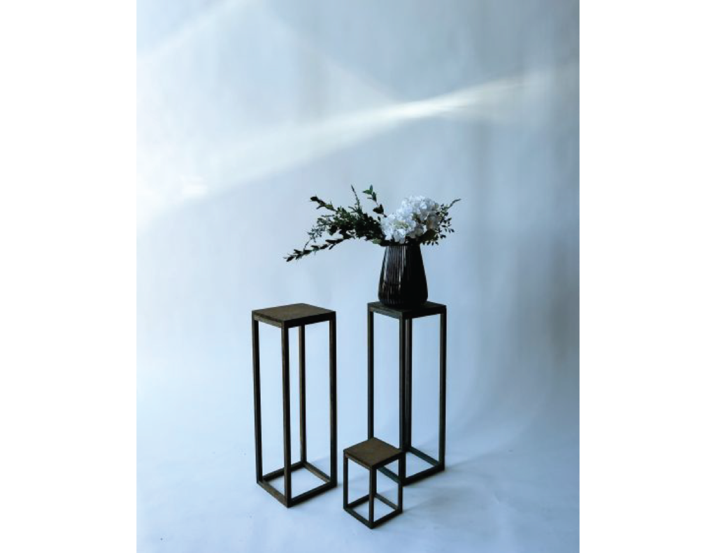 Brown Rectangular Plant Stands - Event Rental